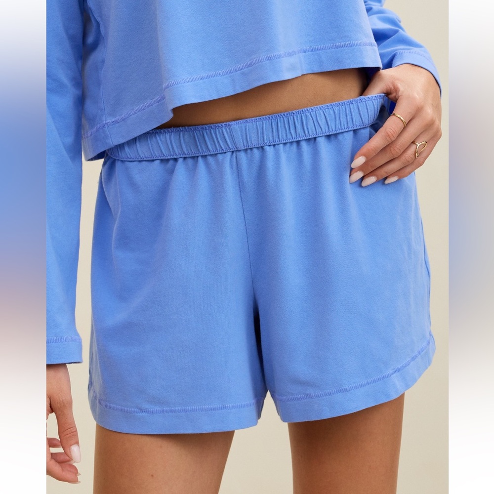 Aerie Jersey Women's Blue Casual Shorts Size Large NWT